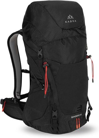 Wanderrucksack 35 L Regenhülle Trinksystem Schwarz