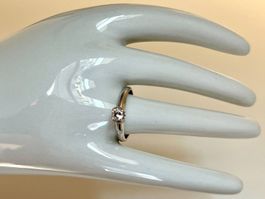 925 Silber Solitär Ring Zirkonia Krappenfassung Vintage G54