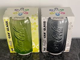 alte Coca-Cola "Can" Gläser 2er Set schwarz/grün - neuwertig