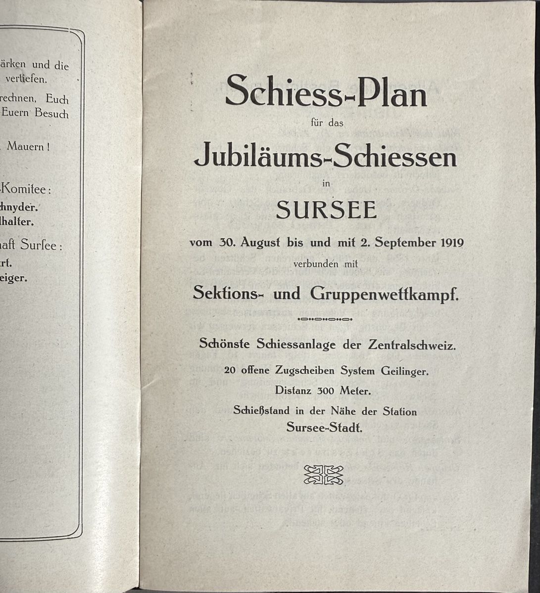 Bücher: Feldschützengesellschaft: Jubiläums-Schiessen SURSEE 1919 – Gebraucht aus Bern von felberunderground 2