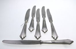 6 WMF 900 Fächer Salat- Dessertmesser versilbert (1A)