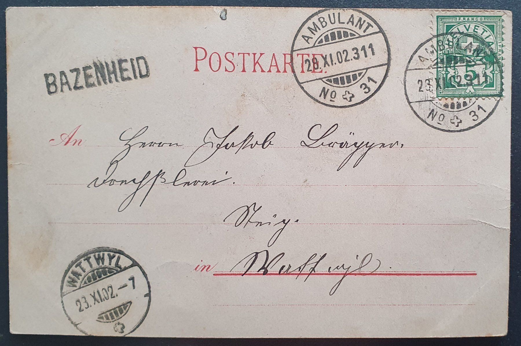 Cartoline postali: Rheinfelden 1902 – Usato da Kreuzlingen venduto da Rschweiz1 1