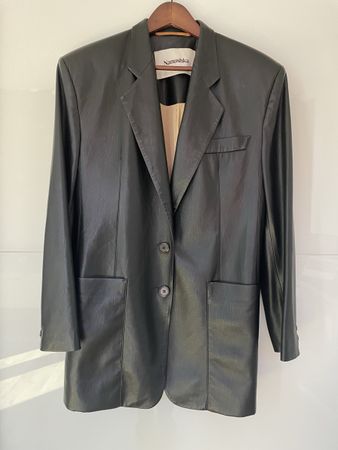 Nanushka oversized leather blazer black