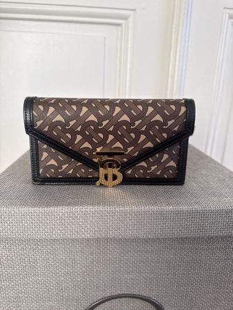Burberry Monogram Print Leather Belt Bag Brown Used
