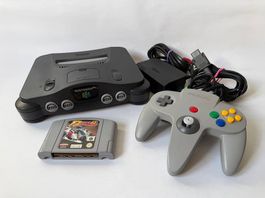 N64 Konsole Bundle - grauer Controller + F1 Game