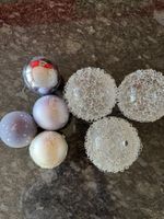 Weihnachtskugeln, Christbaumkugeln, 7 Stk., Silber, Weiss