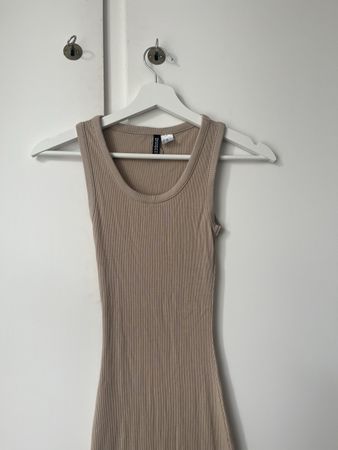 Kleid Divided H&M Minikleid Rock gerippt beige Grösse XXS