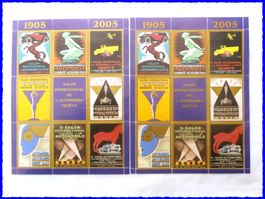 2 x Vignettenblock - 100 Jahre Autosalon Genf 1905-2005