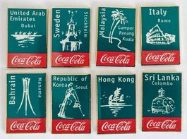 8 spezielle Coca-Cola  Pins  Länder - Städte