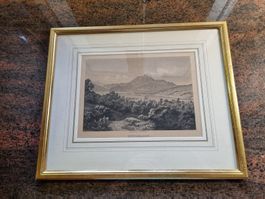 Antiker Stahlstich Küssnacht am Rigi, gerahmt, Rarität