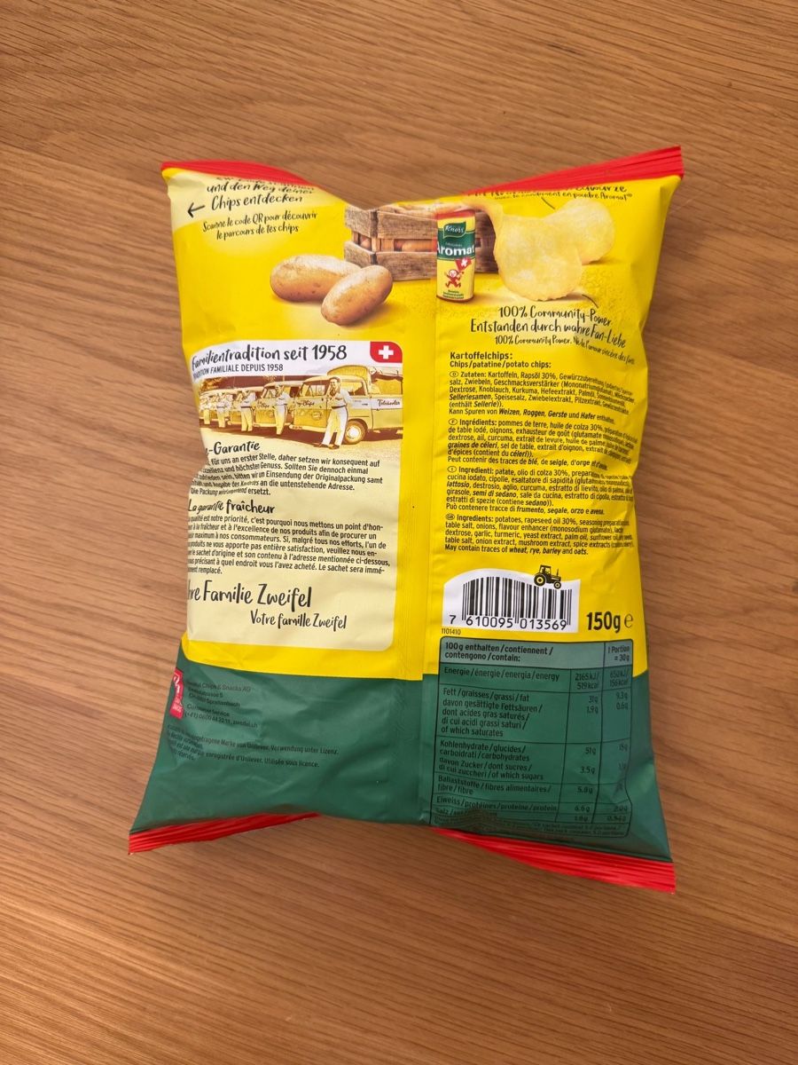Zweifel Chips Aromat Original 150g, MHD: 02.03.2026! (Neu und ...