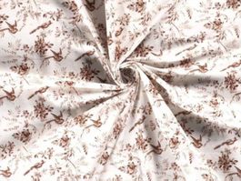 Baumwolljersey Organic Digital Vogel auf dem Zweig - creme