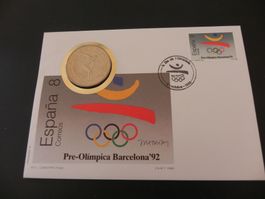Münzbrief Gibraltar 1 Crown 1991 - Olympia Barcelona 1992