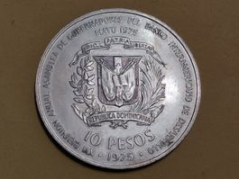 Dom. Rep. 10 Pesos 1975 "Bankenkongress" Silber Kl. Auflage