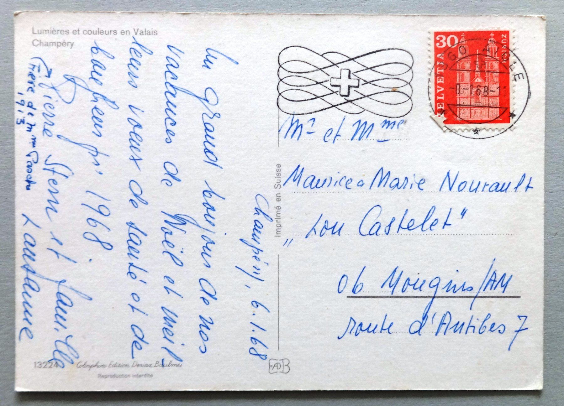 Cartoline postali: Champéry – Usato da Fétigny venduto da Billy2miny 1