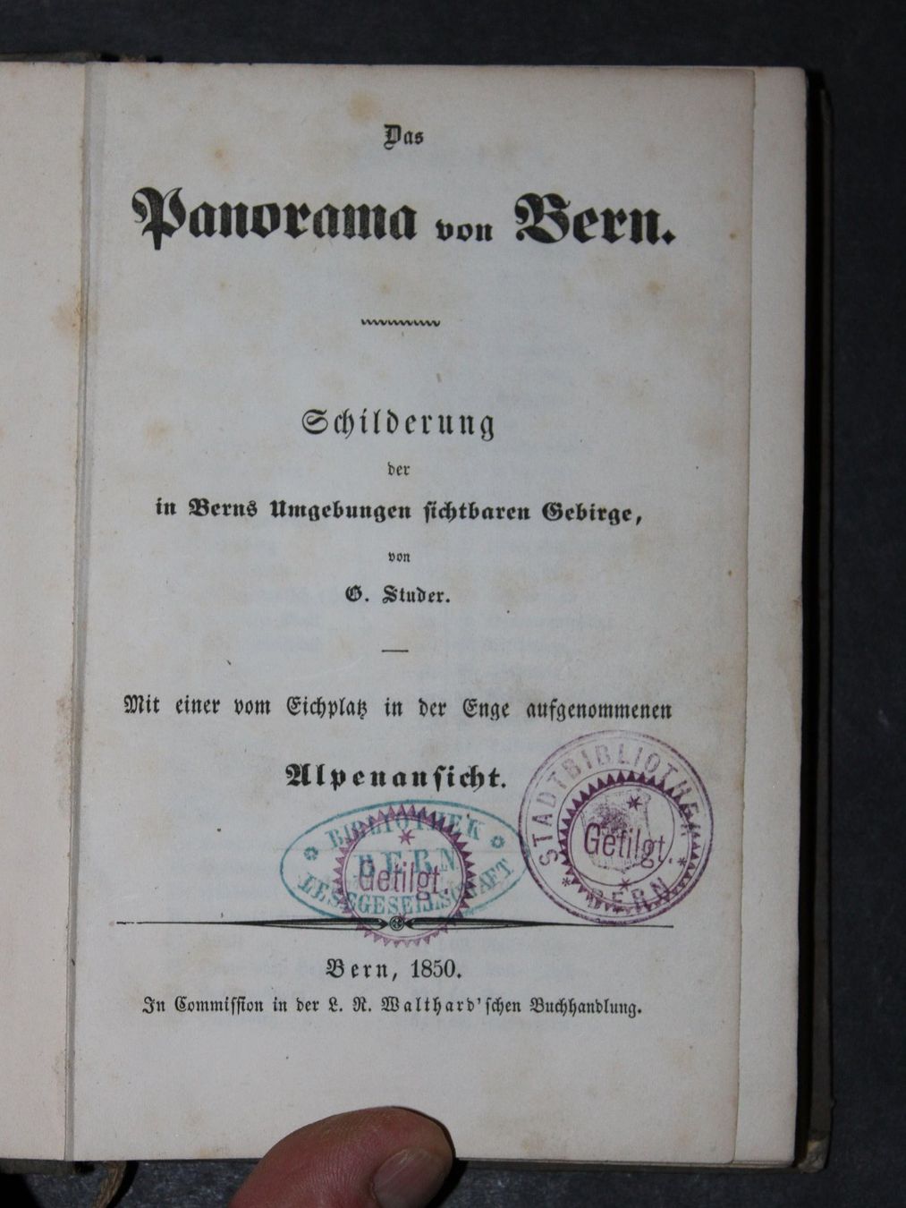 Libri: STUDER,DAS PANORAMA VON BERN,MIT GEFALTETER ALPENANSICHT,RAR – Usato da Guensberg venduto da Herzaktion