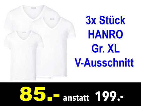 🔴  T-Shirt 3x HANRO Gr. XL V-Ausschnitt /973Z