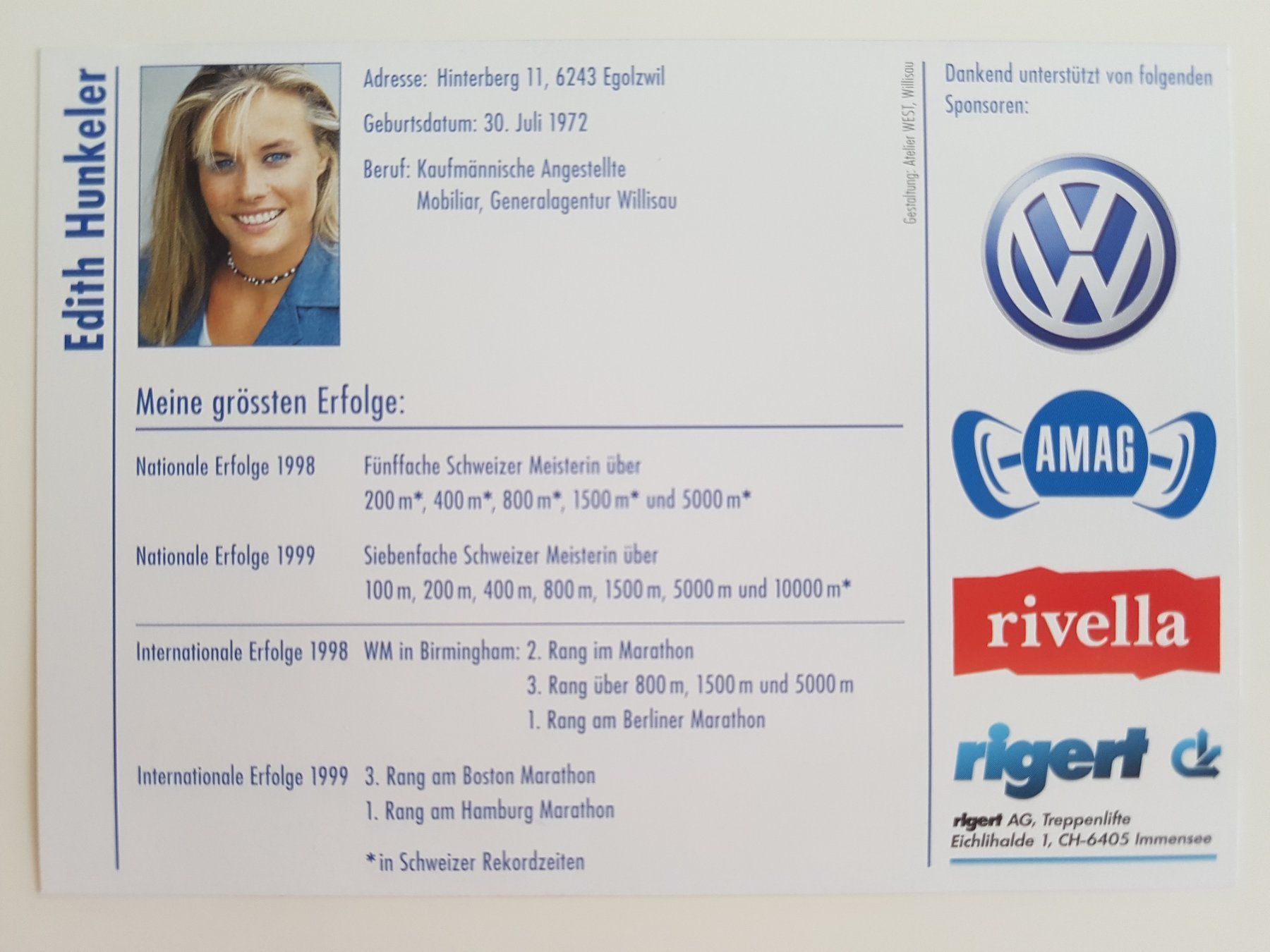 Autografi: 2 Original Autogramme Edit Hunkeler – Nuovo (secondo la descrizione) da Zweidlen venduto da Wtf 1