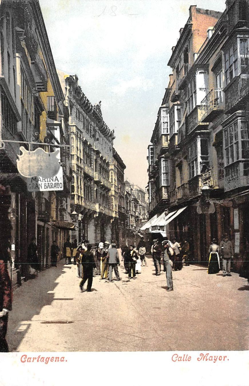 Cartoline postali: Cartagena, Calle Mayor, belebt – Usato da Ottikon b.Kemptth. venduto da Neptun1974
