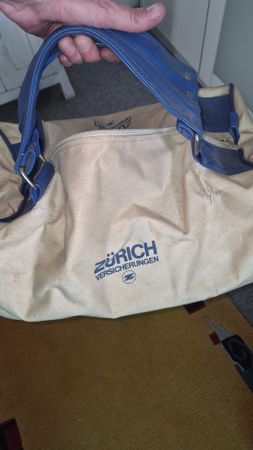 Reisetasche Zürich Versicherungen beige blau VINTAGE Kult