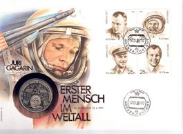 Münzbrief Russland Juri Gagarin und Co., 1991