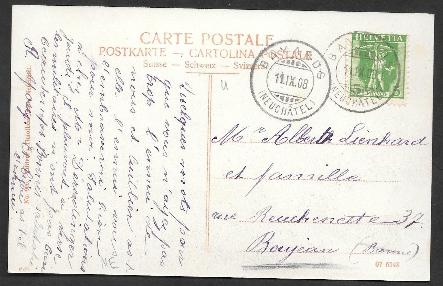 Ansichtskarten: Les Bayards Vue générale coloriert – Gebraucht aus Olten von clotaldi 1