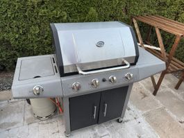 Gas Grill with Side Burner with cover Used
