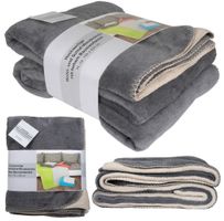Flauschige Wendedecke, Kuscheldecke dunkelgrau/beige 200x150