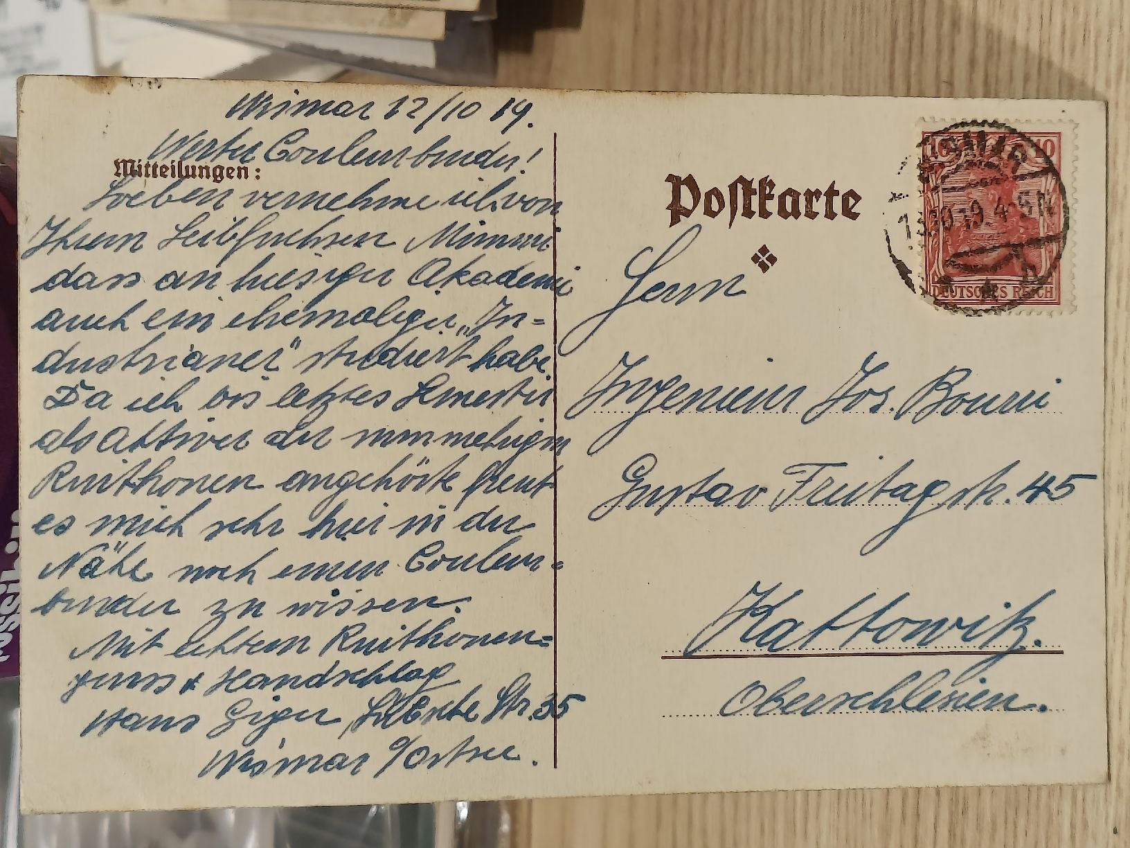 Cartoline postali: Litho PK / Studentika - Ruithonen Gelaufen 1919 – Usato da Brugg AG venduto da Ente015 1