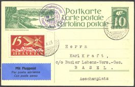 1925 Militärflug ZH-ST. Gallen Bildpost GZ nach Basel
