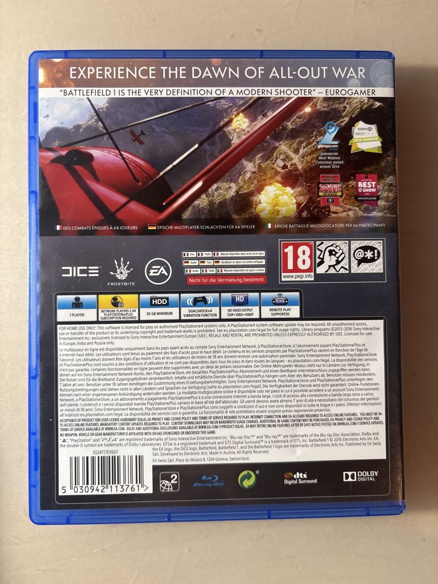 Sony Giochi: Battlefield 1 PS4 Spiel neuwertig – Nuovo (secondo la descrizione) da Ruswil venduto da Slivio_ 1