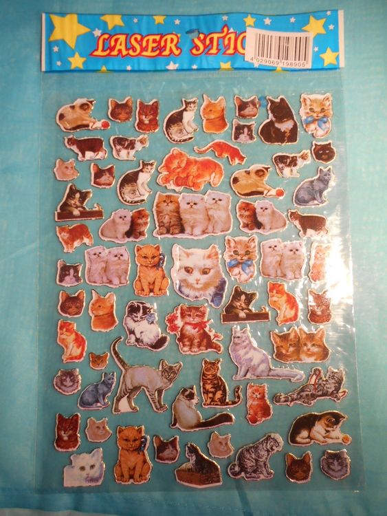 Katzen Stickers, ca. 60 Stück, auf Blatt A4 Format (Neu und ...