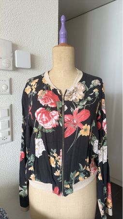 Floral Print Bomber Jacket, italian size XL - Lightweight