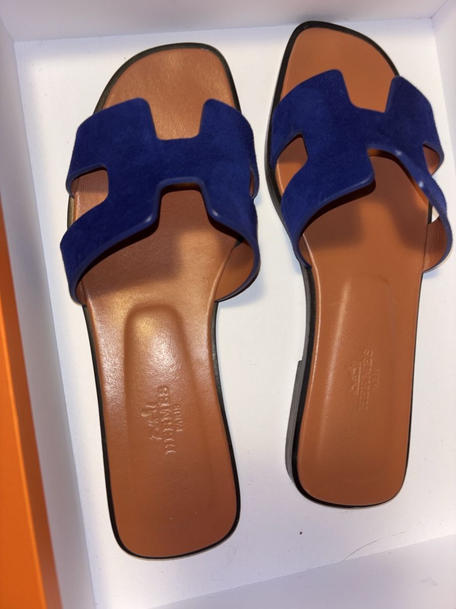 Scarpe da uomo: Hermès Oran Sandalen Wildleder blau – Usato da Zollikon venduto da han_rvt8 3