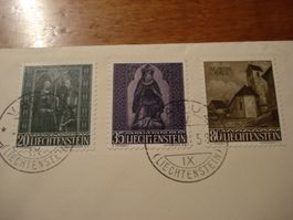 Liechtenstein FDC 1958, Satz Weihnachten, gelaufen