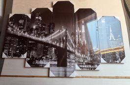 Wandbild 5-teilig New York Motiv schwarz-weiss gebraucht