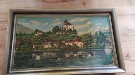 Schönes Hadgemaltes Bild Schloss Werdenberg