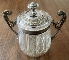 Zuckerdose Kristallglas und Henkeln 23cm x 18c