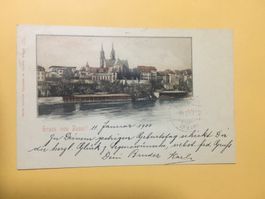 Gruss aus Basel Lithographie Fensterkarte 1900