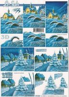 3D Schnittbogen Dorf im Winter