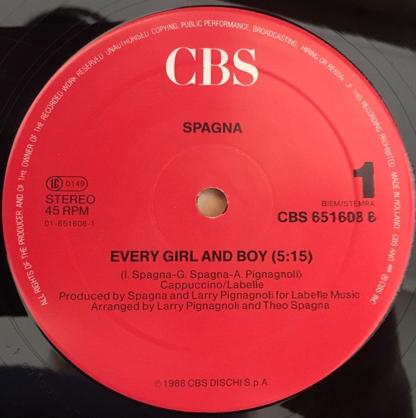 Schallplatten: SPAGNA - EVERY GIRL AND BOY - MAXI-SINGLE – Gebraucht aus Bussigny von vinyl-pas-cher 2