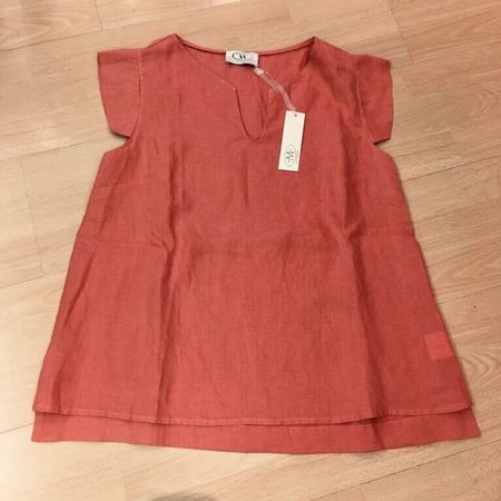 Fratelli M Leinen Top Schlupf Bluse weit terracotta Gr S