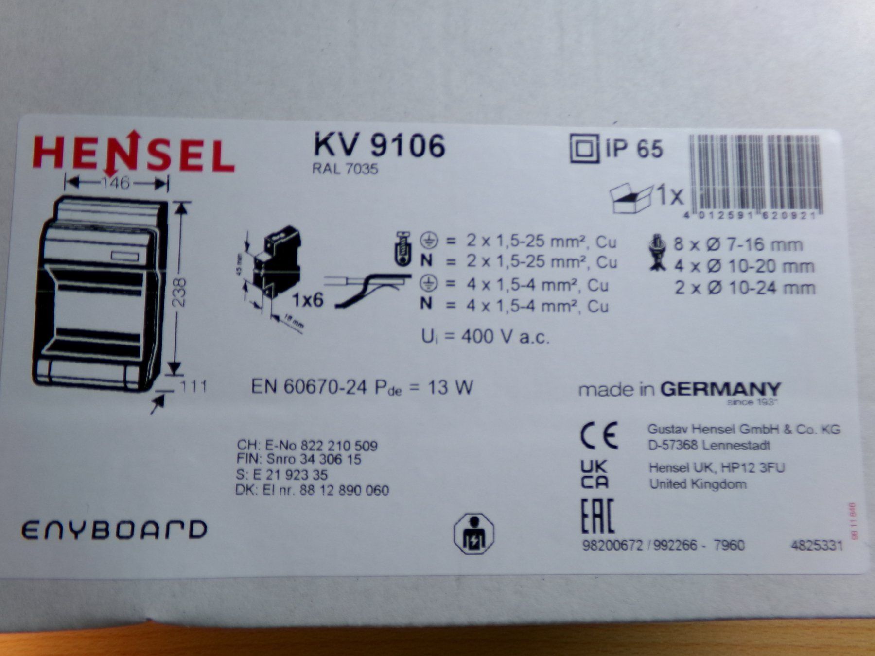 Alimentazione elettrica: Hensel Gehäuse KV9106 – Nuovo e nell'imballaggio originale da Hombrechtikon venduto da HaGeKa50 1