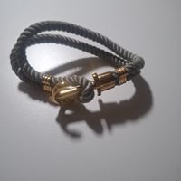 Armband mit Anker Verschluss grau goldfarben maritim