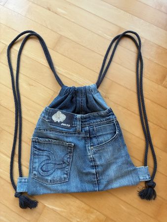 Freizeitbeuteltasche, Jeans, Einzelanfertigung, 30x35cm,