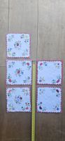 5 Stoffservietten bestickt Blumen 15x15 cm
