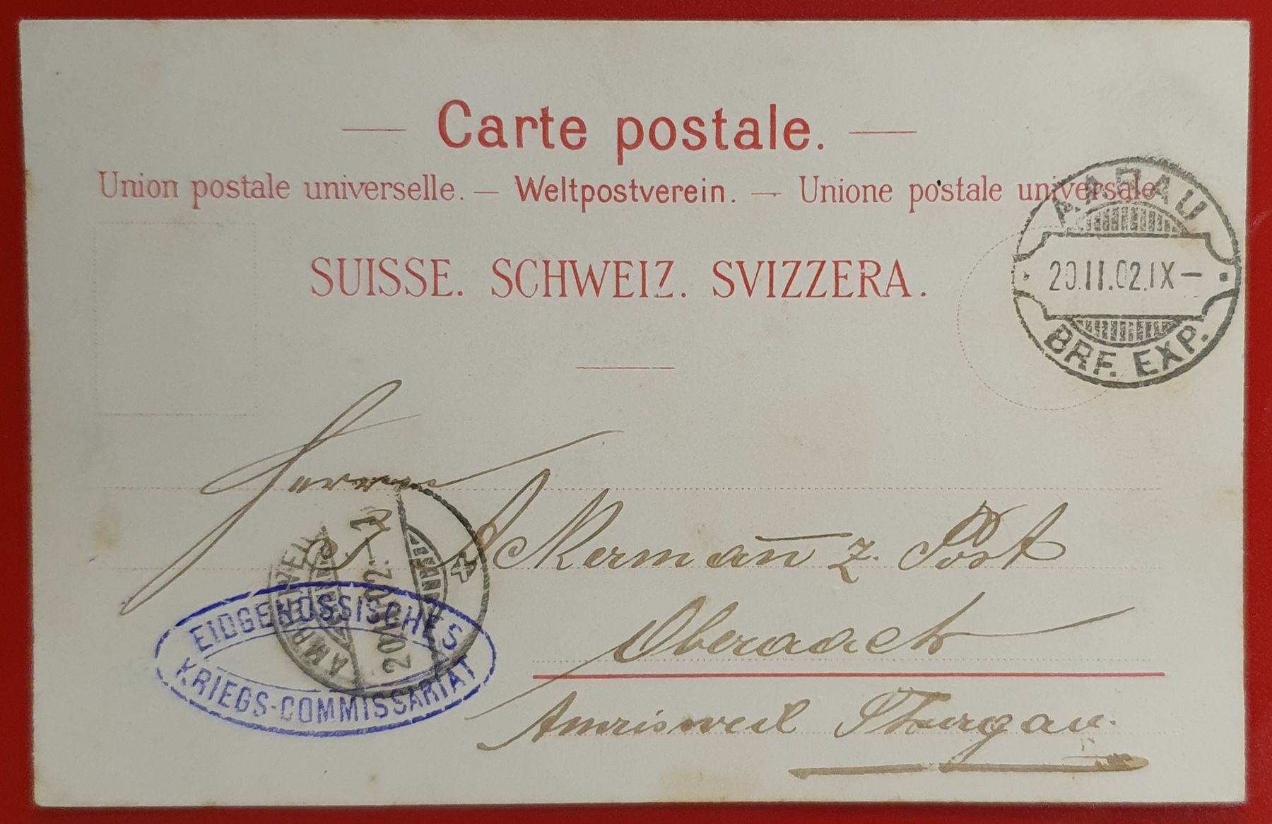 Cartoline postali: Soldatengruss aus Aarau 1902 – Usato da Kreuzlingen venduto da Rschweiz1 1