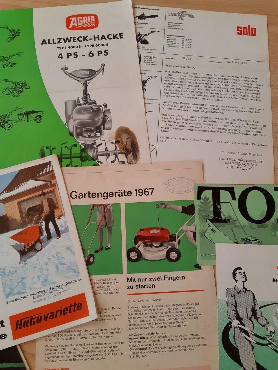 Documenti: Alte Prospekte Toro, Agria, Hako, Solo – Usato da Dürnten venduto da Bachtel84 2