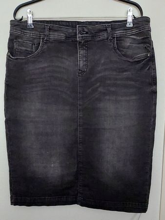 Bequemer Stretch-Jeansrock anthrazit, Gr. 44 / XL -Baumwolle