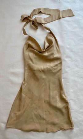 Zara Sommerkleid beige Gr. XS - Halsausschnitt mit Bindeb